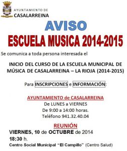 Lee más sobre el artículo Escuela de Música de Casalarreina 2014-2015