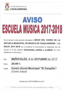 Lee más sobre el artículo Inicio del curso Escuela Municipal de Música