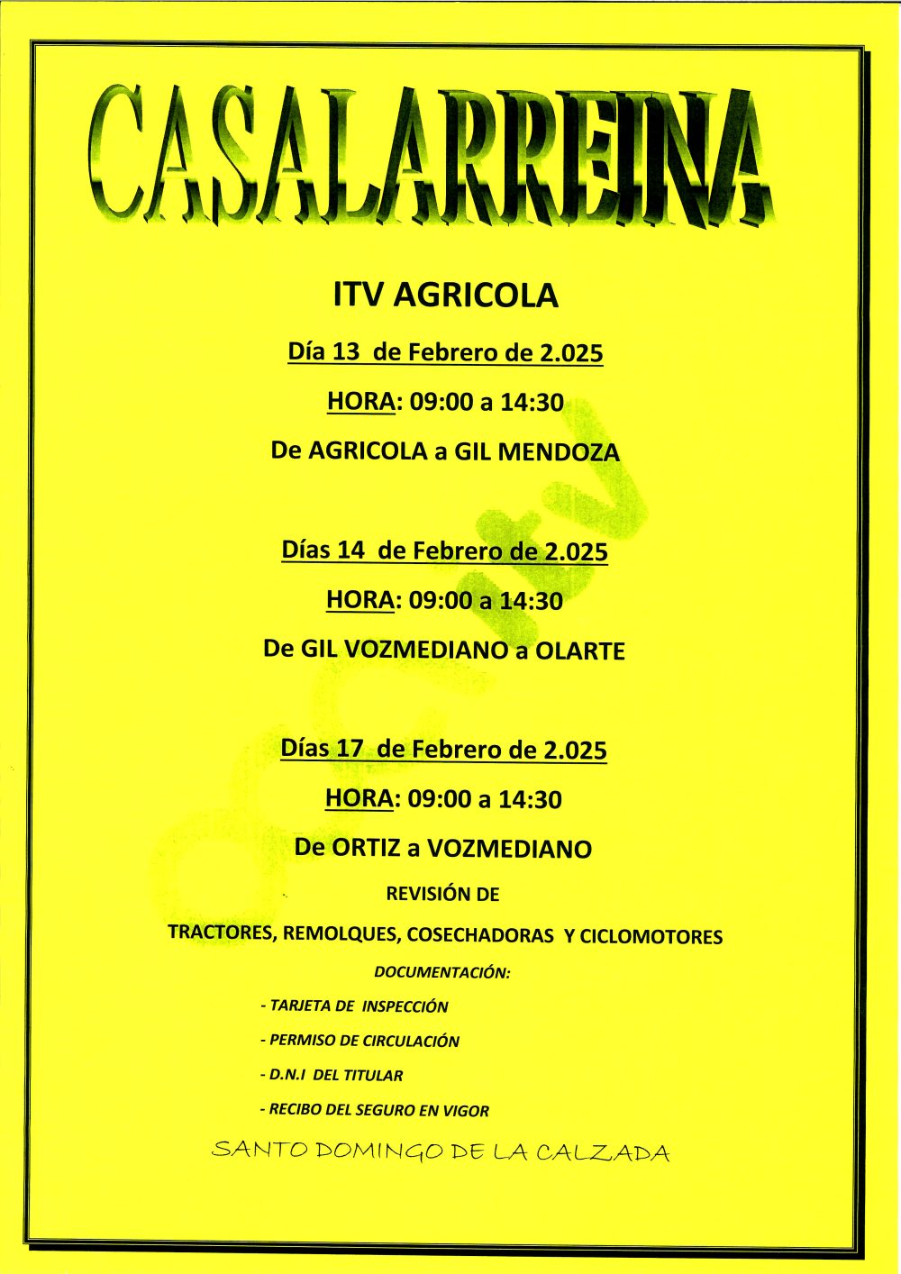 Lee más sobre el artículo ITV AGRÍCOLA CASALARREINA