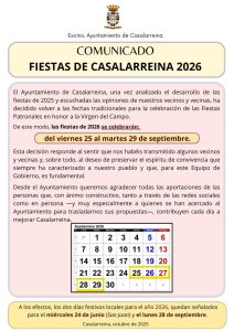 Lee más sobre el artículo COMUNICADO FIESTAS SEPTIEMBRE 2026