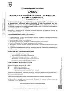 Lee más sobre el artículo MEDIDAS OBLIGATORIAS «INFLUENZIA AVIAR H5N1»