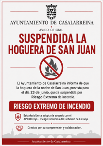 Lee más sobre el artículo SUSPENSION HOGUERA SAN JUAN 2026